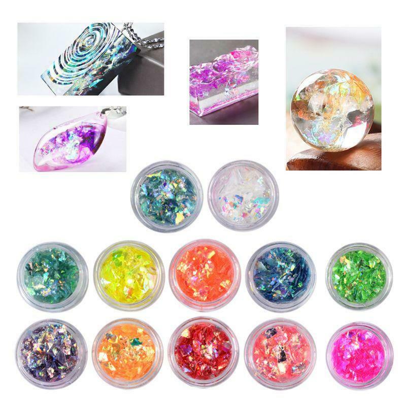 12 box/set Manicure Shell Cellophane Colorful Candy Aurora Papers Hard Epoxy