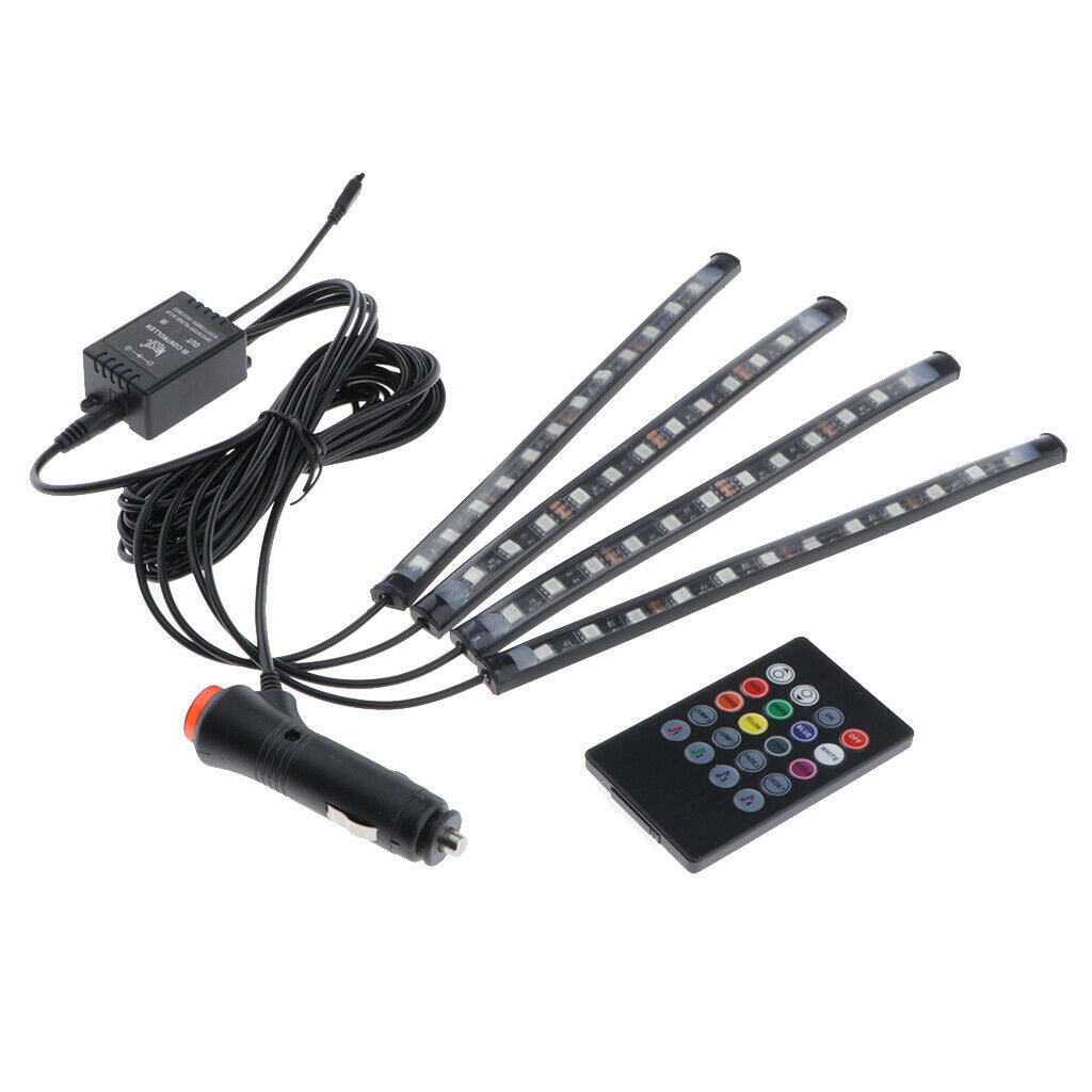 LED Car Auto Strip Light Lamps  Colorful Light 12 LED Voice Remote