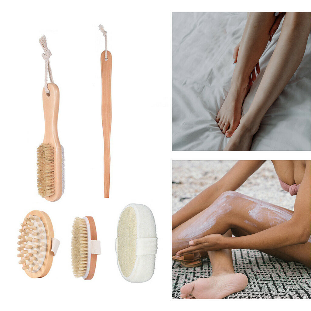 Dry Skin Bath Body Brush Natural Bristle Spa Back Exfoliator Brush Massage