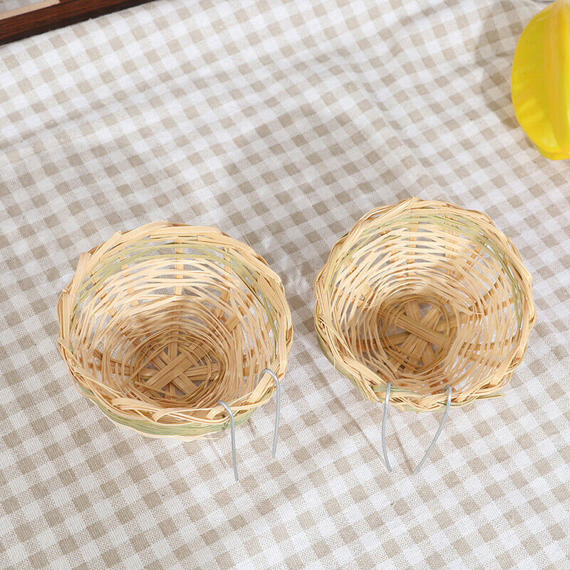 6pcs Handmade Bamboo Bird Breeding Nest Bed for Parakeet Canary Finch Swal L TL