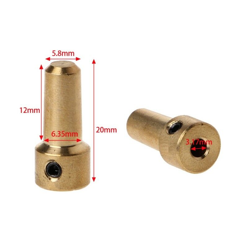 Brass Electric Drill Chuck JT0 Coupling Motor Shaft Coupler Clamp Fixture 3.17mm