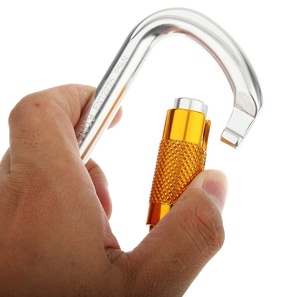 25KN Rock Climbing Tree Carving D Shape Auto Locking Carabiner Equipment