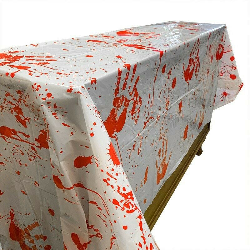 Halloween Decorations Horror House Decor Blood Handprint Tablecloth Bloody Ap DF