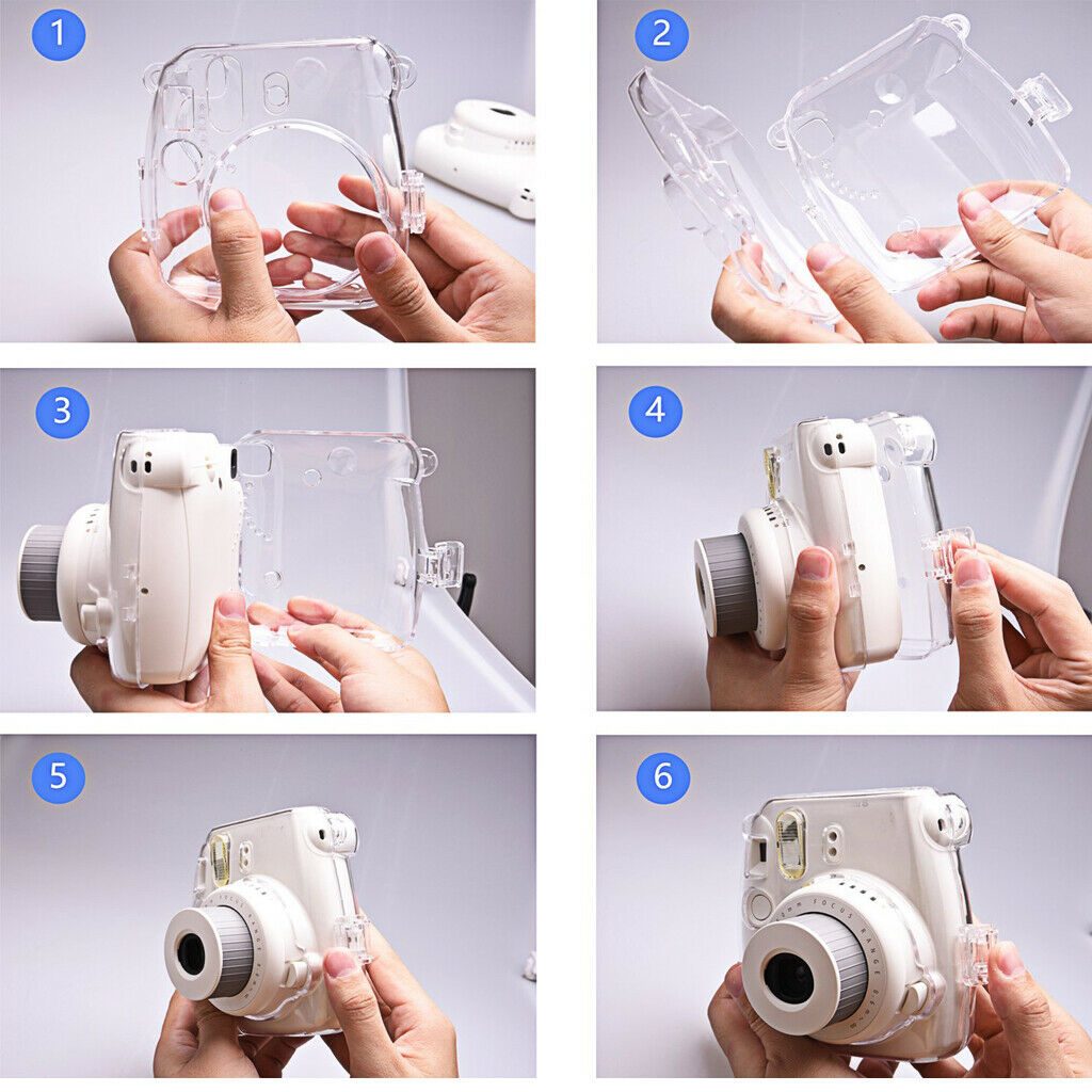 Clear Case Cover w/ Shoulder Strap for Fujifilm Instax Mini 8 8+ 9 Camera