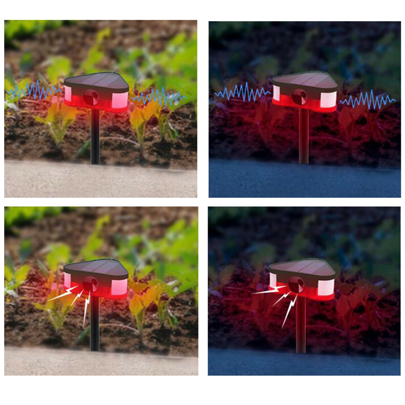 Solar-Powered Alarm Lamp Lawn Animal Repellent Birds Deterrent Scare Away