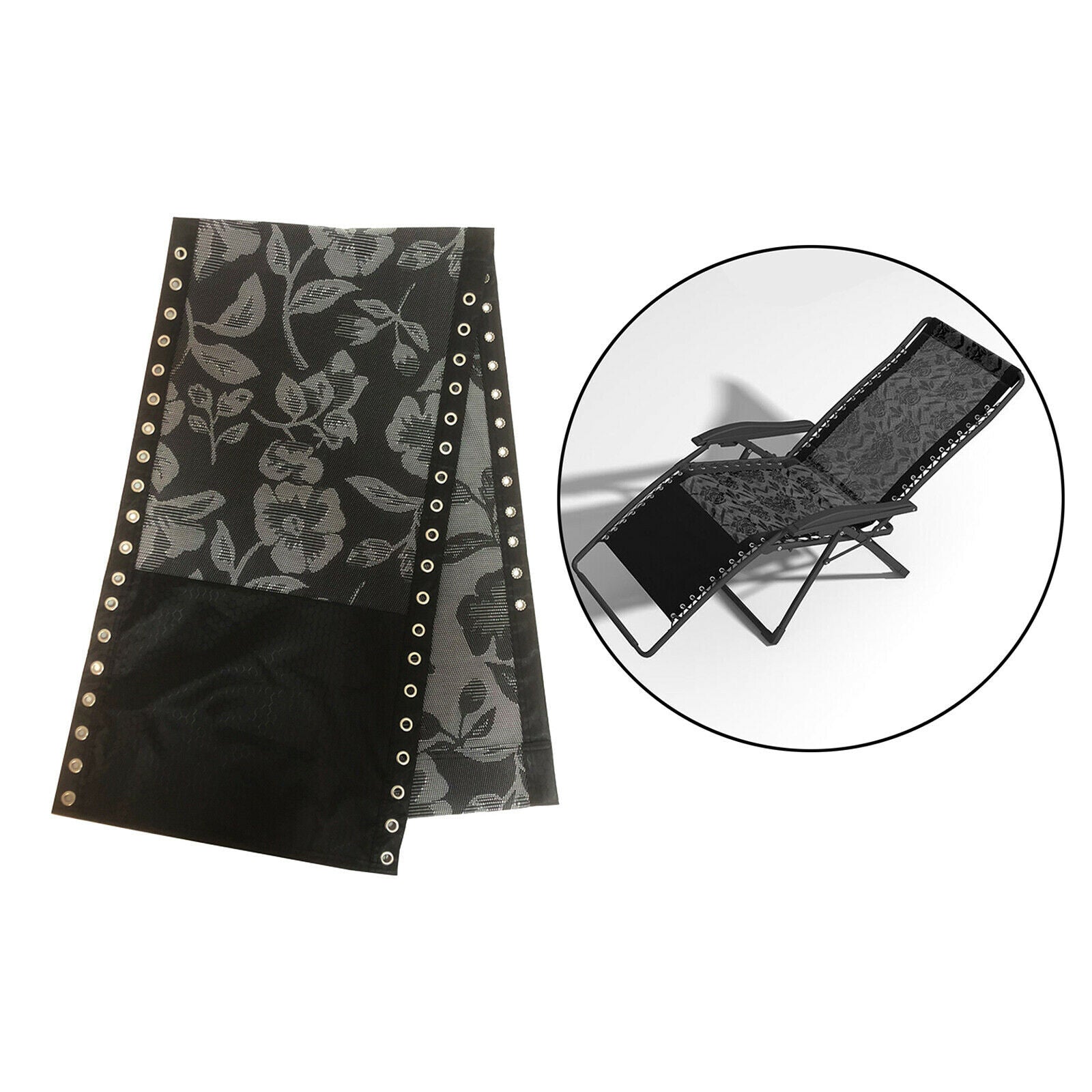 2X Replacement Fabric for Folding Sling Chairs  Chair Outdoor Lawn black flower