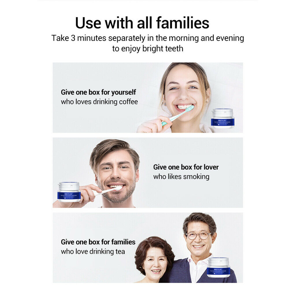 Teeth Whitening Powder Toothpaste Supply Kit Oral Remove Plaque Stains Tool