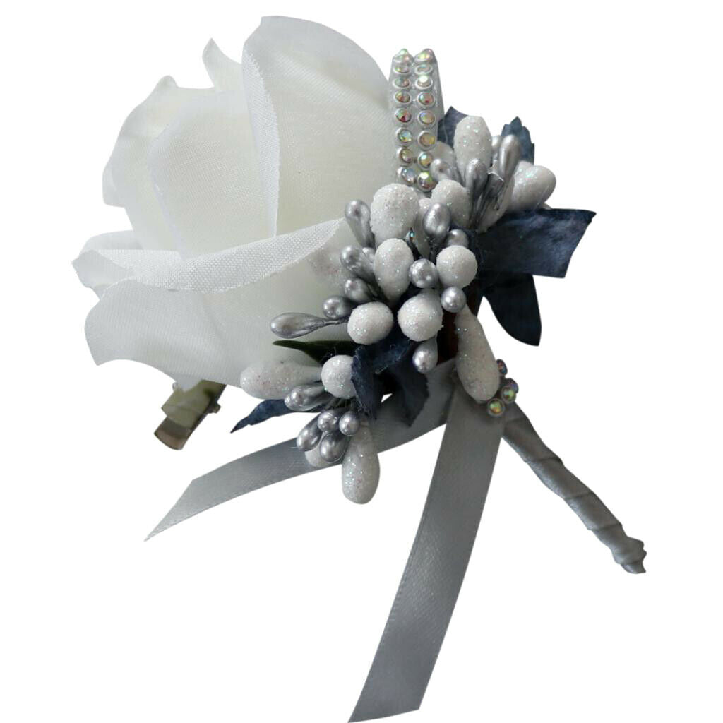 Artificial Rose Flowers Brooch Pin Suit Corsage Wedding Boutonniere Party Decor