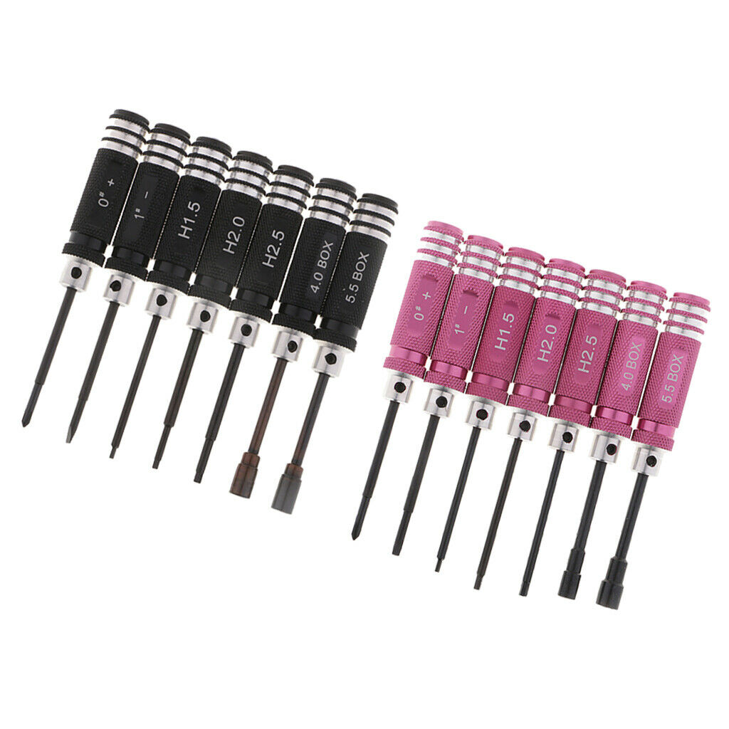 7x Hexagon Screwdriver Tool Wrench Sleeve/Flat Heat/Cross for RC Plane Red