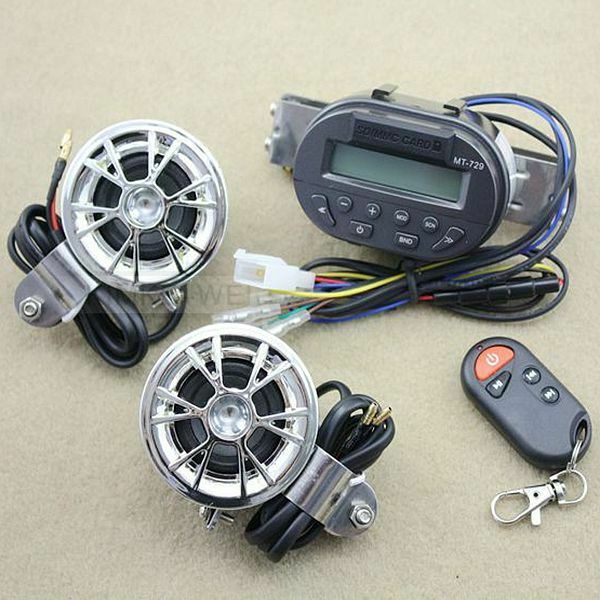 Motorcycle Bike Audio FM Radio MP3 iPod Stereo Speakers SD MMC + Remote control