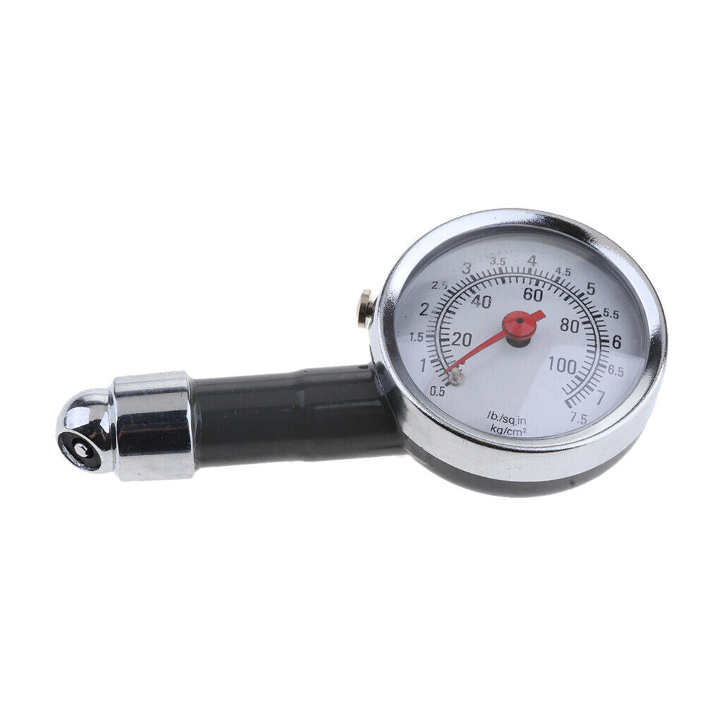 Portable Tire Inflator Dial Meter Tester Air Pressure Gauge for Auto Motorcycles