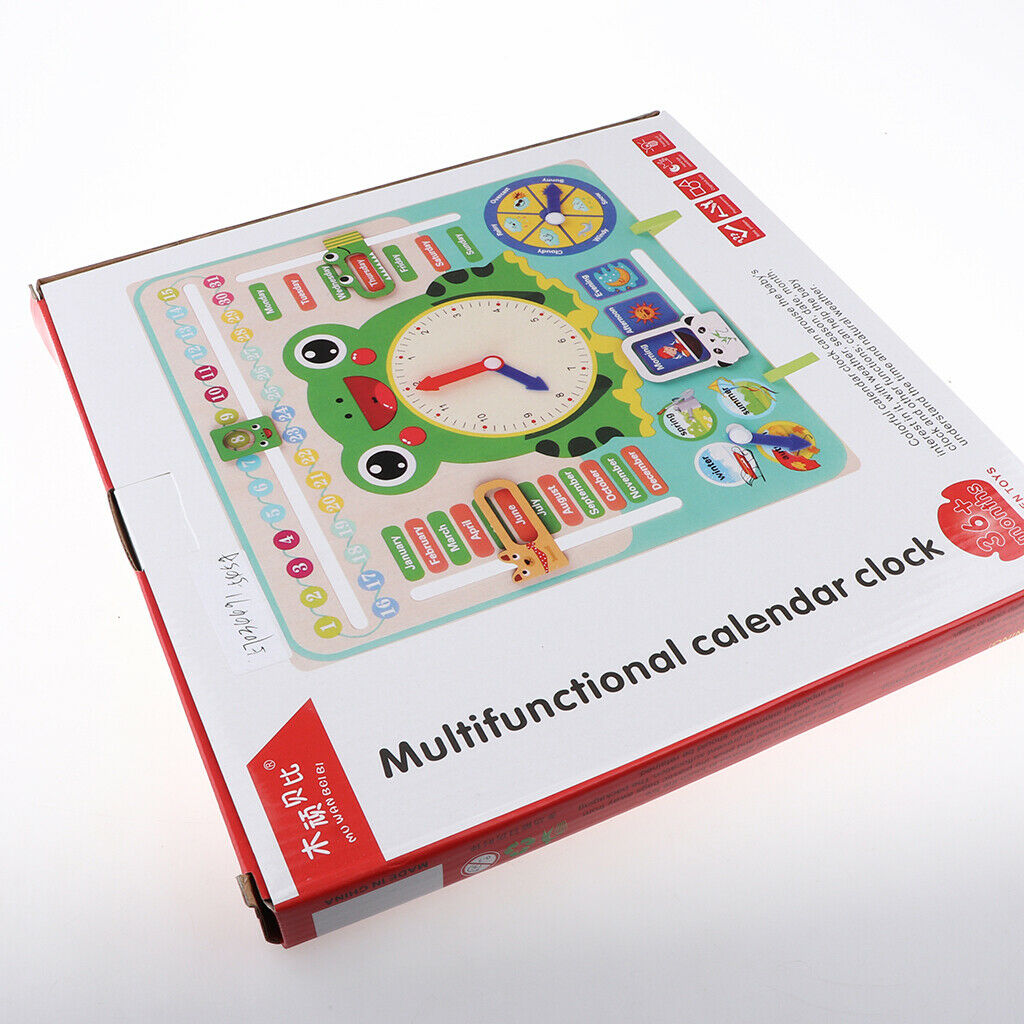 Daily Cognitive Calendar Teaching Clock Board, Wooden Early Education Puzzle