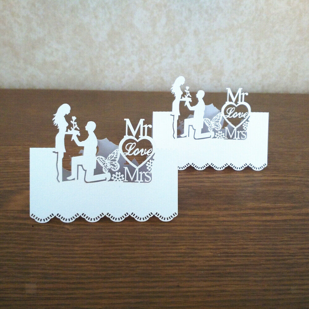 50pcs Lace Wedding Place Cards  Loves Mrs Table Name Cards