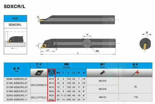 95° S12M-SDXCL07(12×150mm)Internal Lathe Boring Bar Turning Tool For DCMT0702