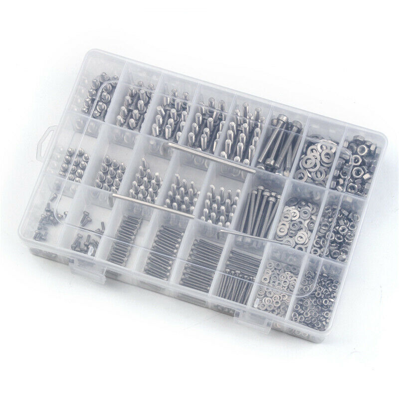 1080PCS M2/M3/M4 Stainless Steel Hex Socket Bolt and Nuts Set Fastener HardwarH4