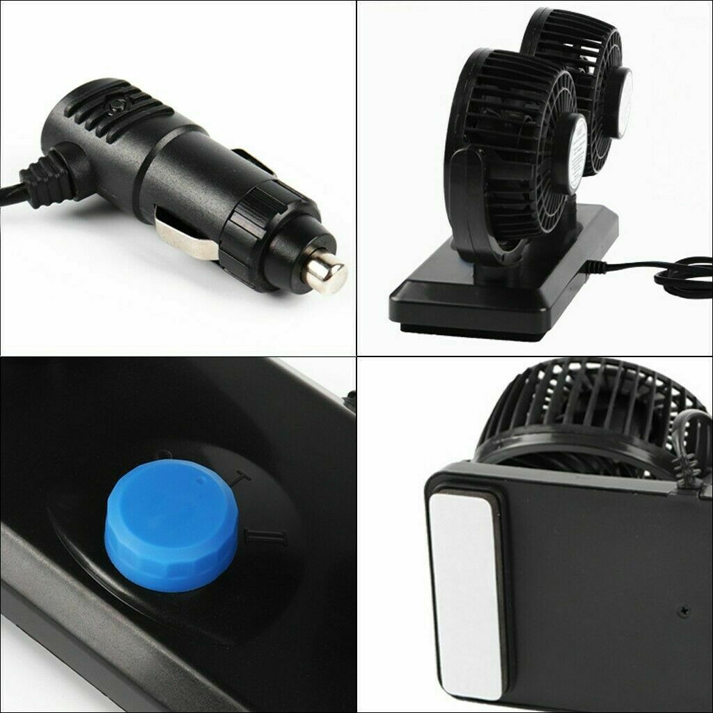 12V Dual Head Car Fan Portable Vehicle Truck 360Â° Rotatable Auto Cooling Cooler