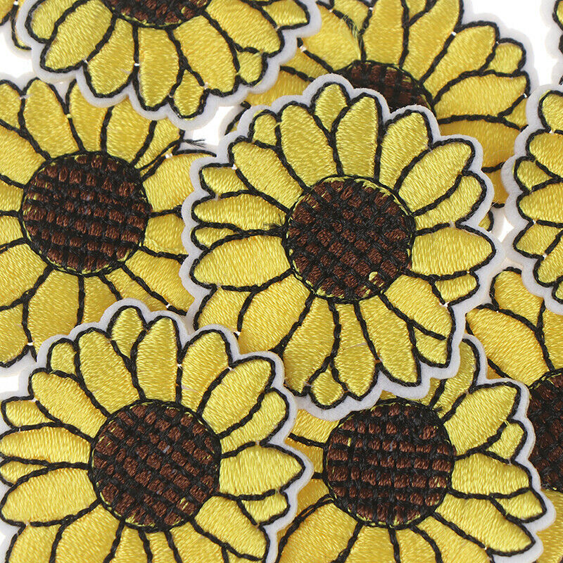 10Pcs Yellow Sunflower Patches Iron on Patch Embroidered Applique Sewing CraDEAU