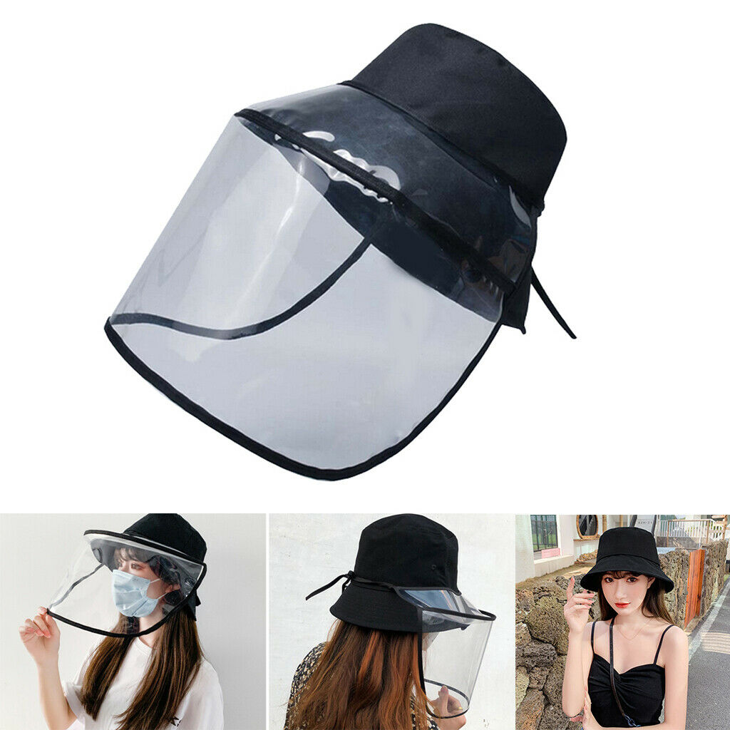 Anti-saliva Protective Fisherman Hat Soft PVC Removable Face Shield Black