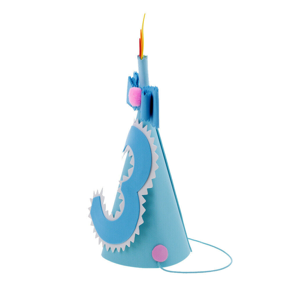 Boys Baby  Birthday Party Cone Hat for Baby Shower Blue 3 Year Old