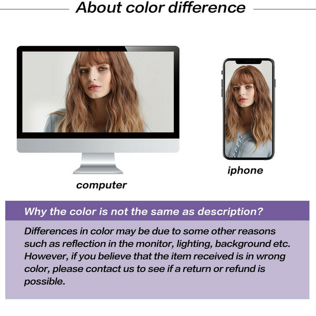 Women Wavy Synthetic Wigs w/ Neat Bangs Golden Brown for Daily Fashion Show