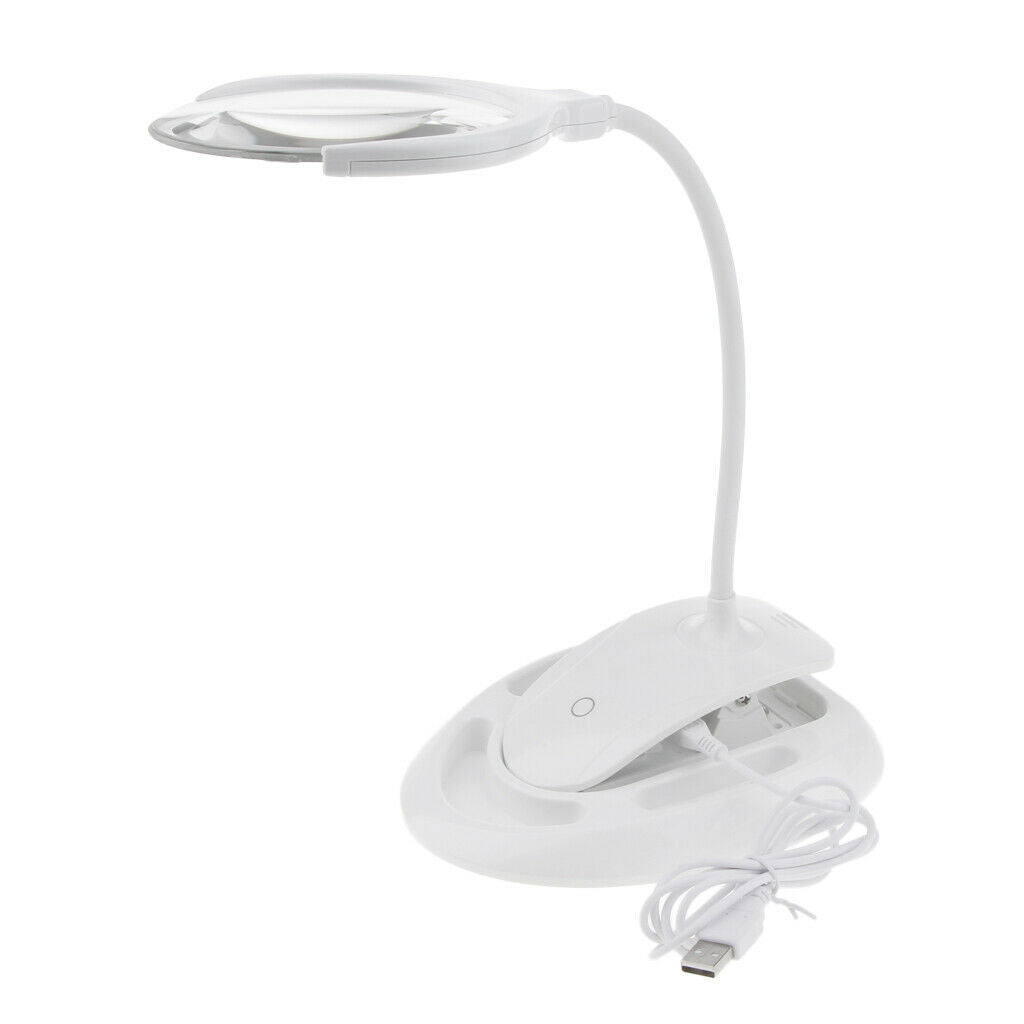 Detachable 3X/8X Magnifier w/ Light Desk Magnifier Lamp For Nail Art Reading