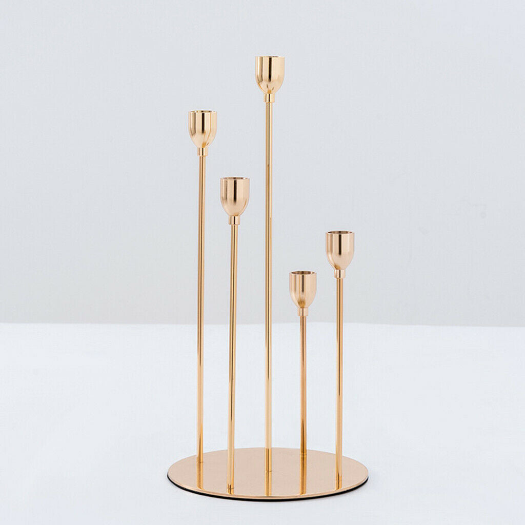 Tall 5 Heads Candelabra Taper Candle Holder Stand Desktop Party Ornament