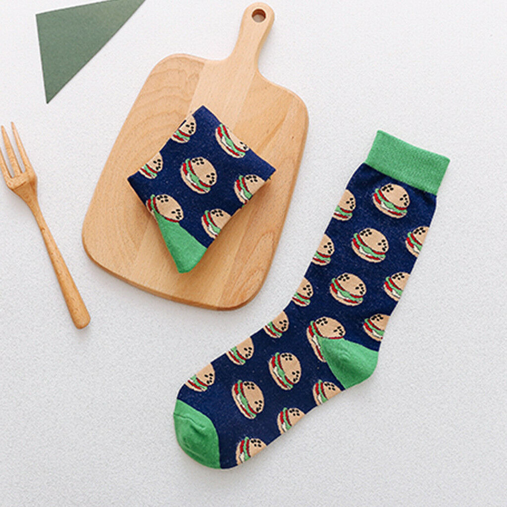 Womens Dress Socks Funny Colorful Crew Socks Cotton Novelty Socks Hamburger