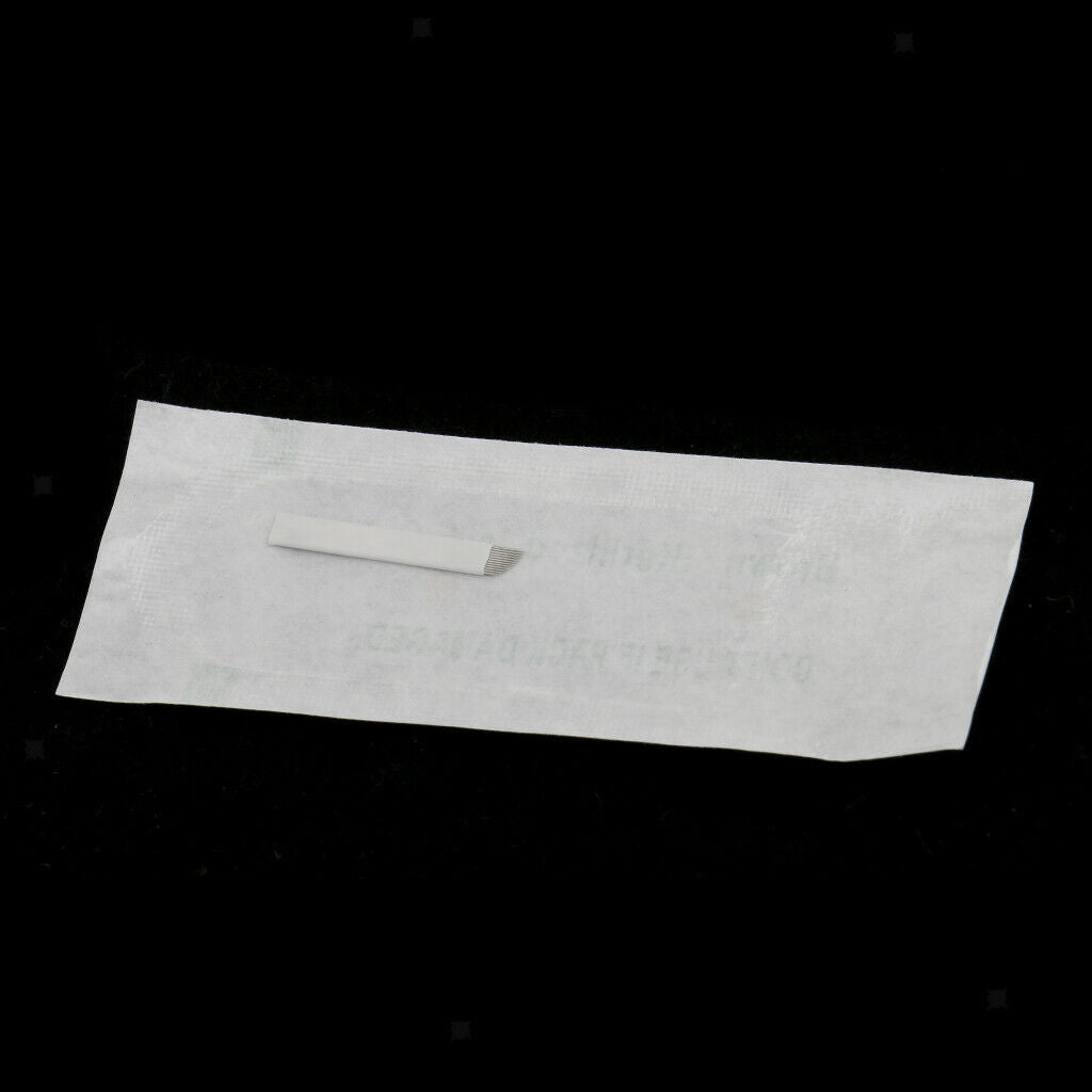 50Piece 14Pin Eyebrow Makeup Microblading Needles+Brow Tattoo Training Skin