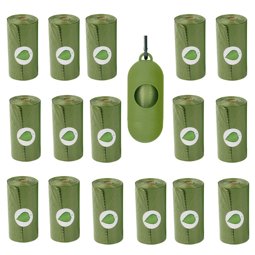 16Pieces Dog Poop Bags with Dispenser Unscented Refills Outdoor Travel