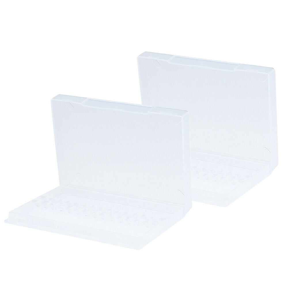 2pcs Nail Art Drill Bit Holder Stand Polishing Bit Organizer Box Case Clear