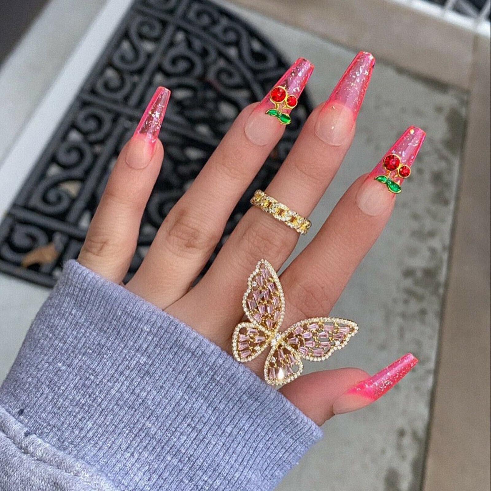 Elegant Crystal Rhinestone Butterfly Rings Knuckle Rings Wedding Jewelry