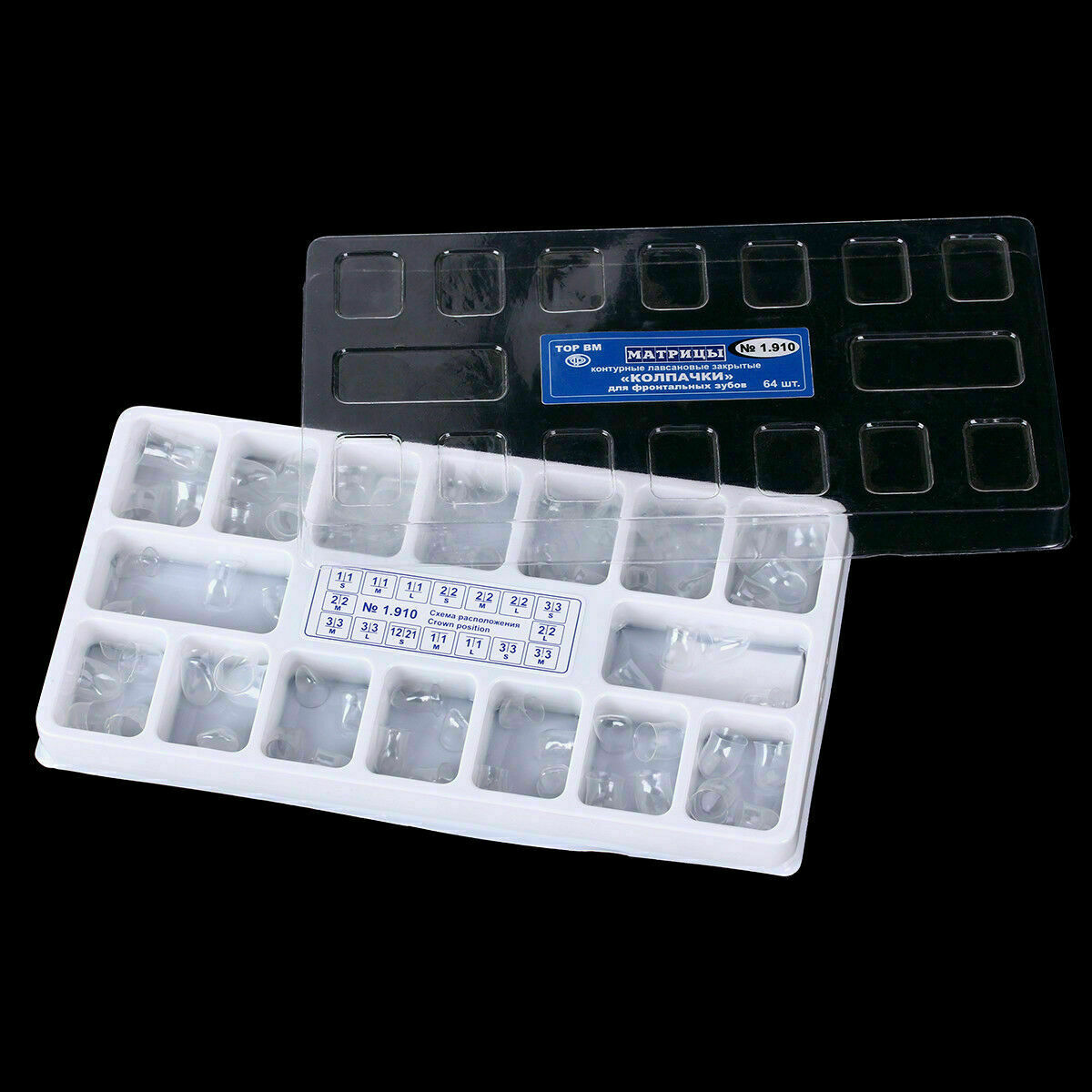 Dental 64 pcs Anterior Transparent Crowns for incisors / canines № 1.910 CA Site