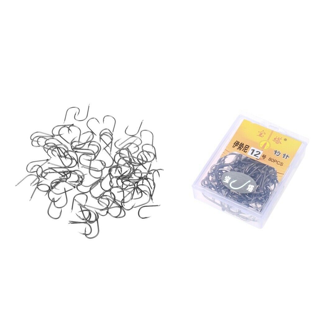170Pcs Assorted Sharpened Fishing Cricle Hooks Lures With Tackle Box 11# 12#