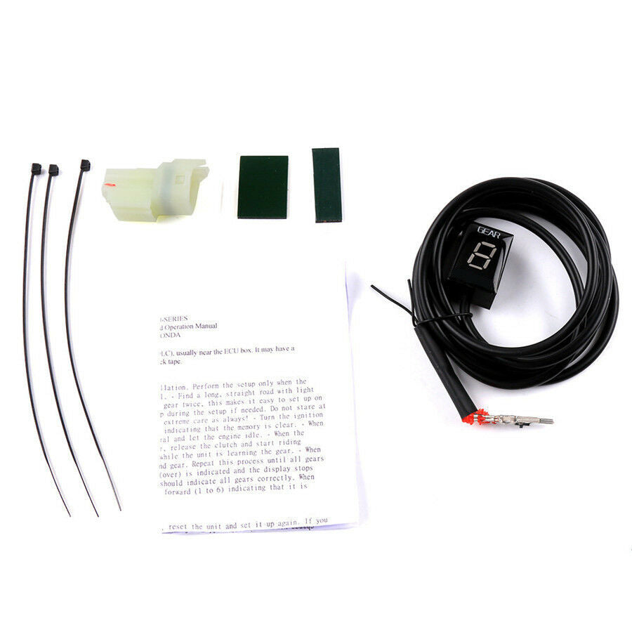 Motorcycle 0-6 Gear Indicator Red LED Display Black Housing for Kawasaki EFI