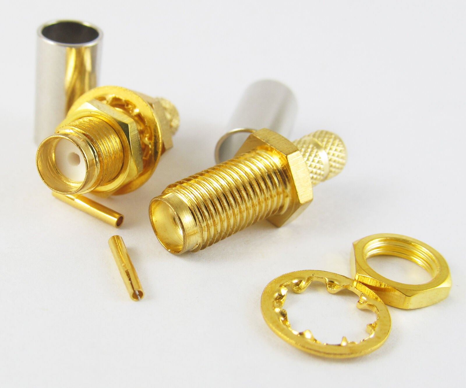 10x RF Connector SMA Female Nut Bulkhead Crimp for RG58 RG142 RG223 RG400 LMR195