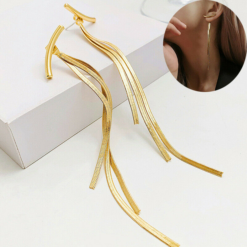 Women Ear Stud Gifts Earrings Drop Dangle Jewelry Chain Long Tassel Fashion