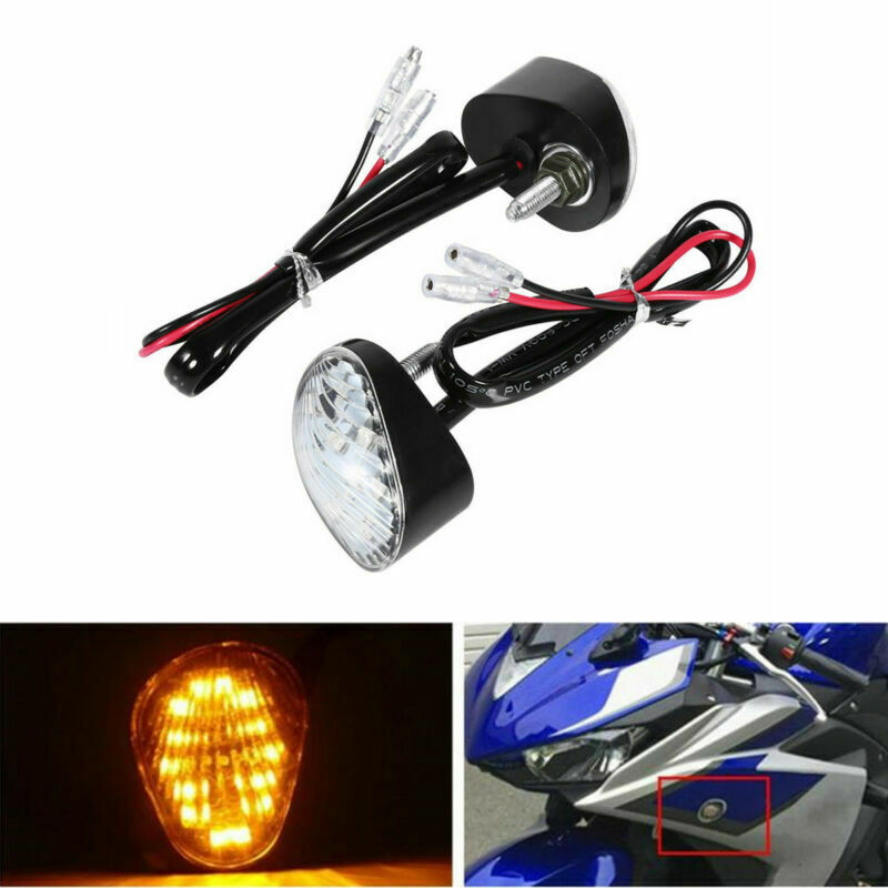 2PCS Motorcycle Turn Signals Lamp Indicator Light For Yamaha YZF R1 R6 R6S Amber