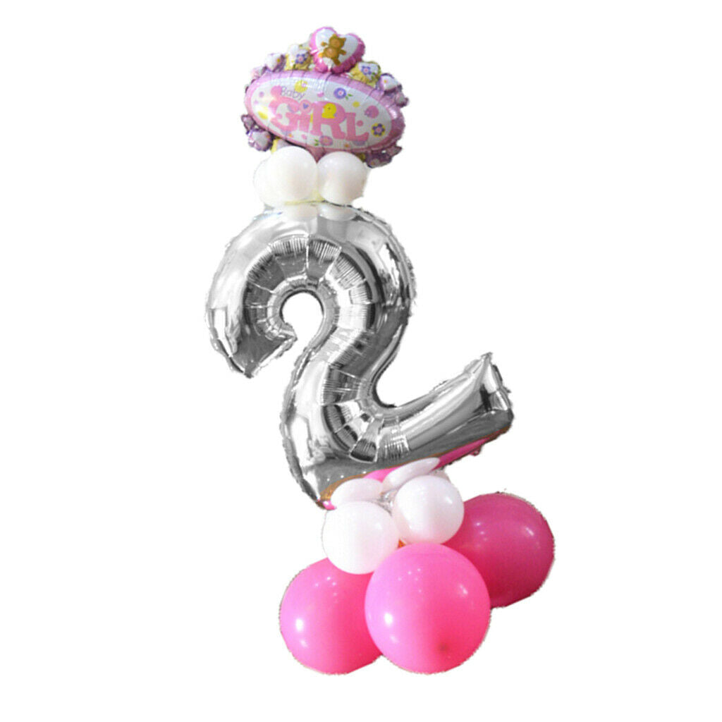 32" Digit Helium Ballons Number Foil Balloon Baby Birthday Decor Number 2