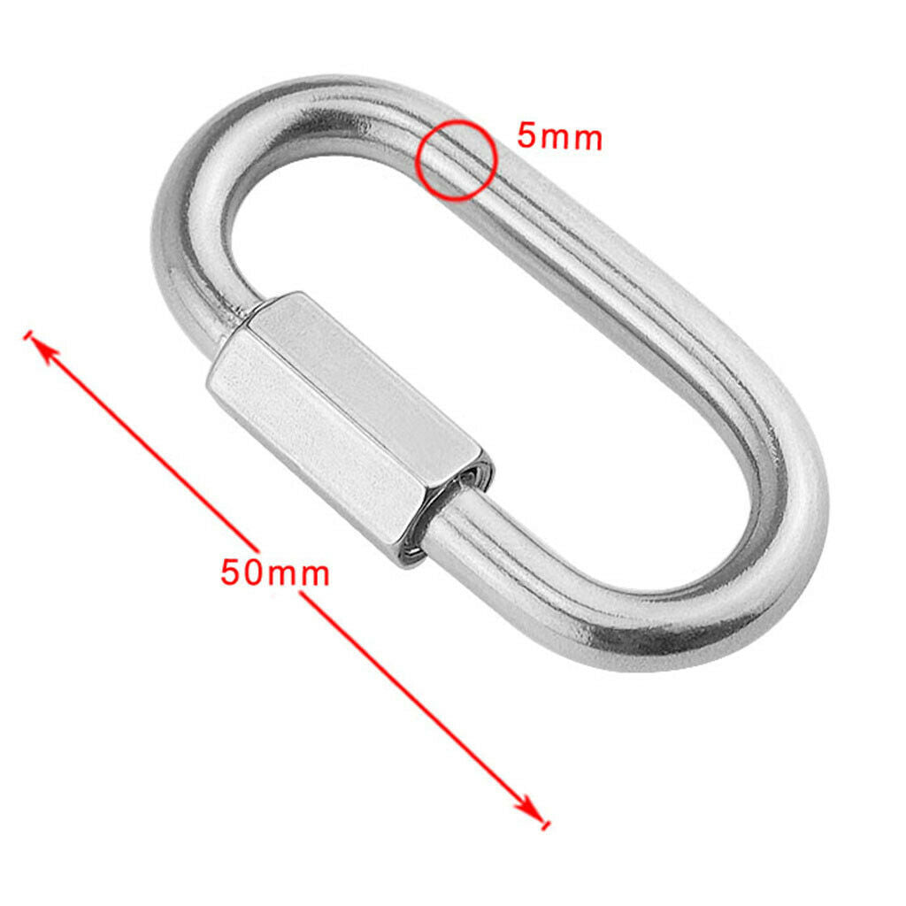 Quick Link Screw Lock Chain Fastener Hook Carabiner 304 Stainless Steel