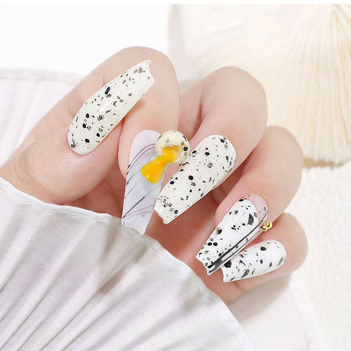12ml Egg Shell Nail Art UV Gel Polish Clear Base Black Spot Effect Hybrid Cute