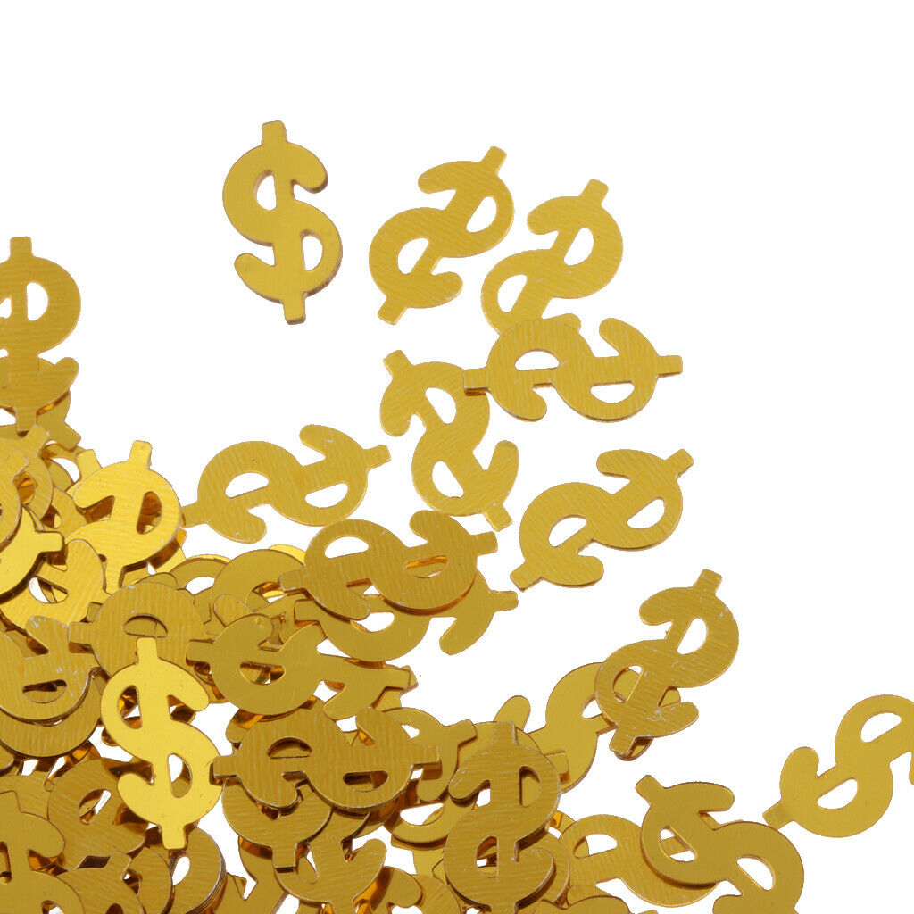 Golden US Dollar Symbol Metalic Foil Sparkling Table Confetti Scatter
