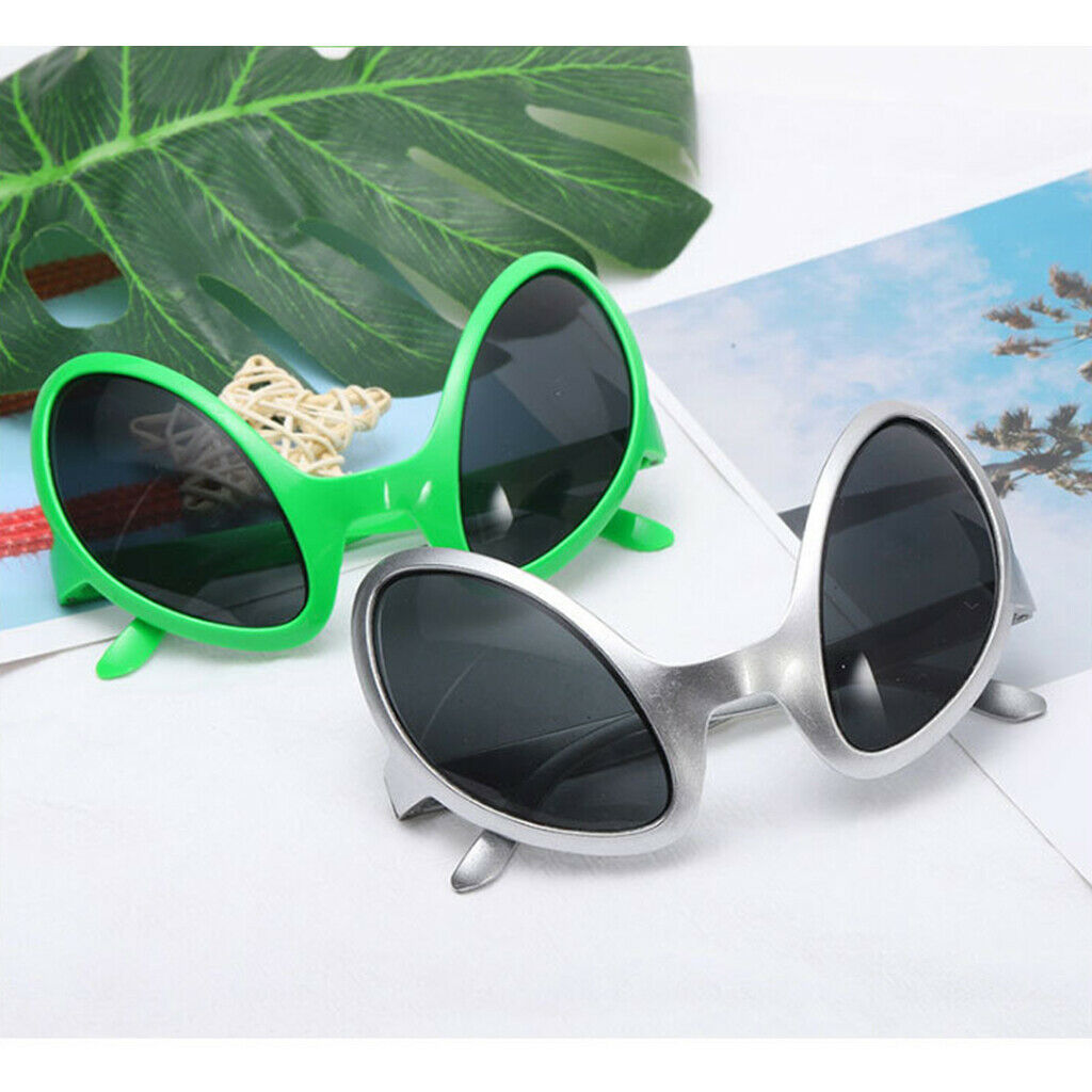 2X Novelty Alien Party Glasses Fancy Dress Costume Green Frame Gray Lens