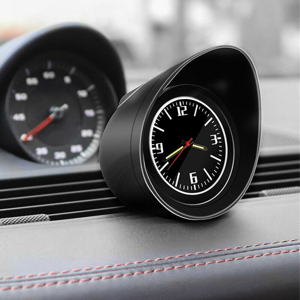 1x Black Car Interior Dashboard Clock Luminous Backlight Universal Accessories