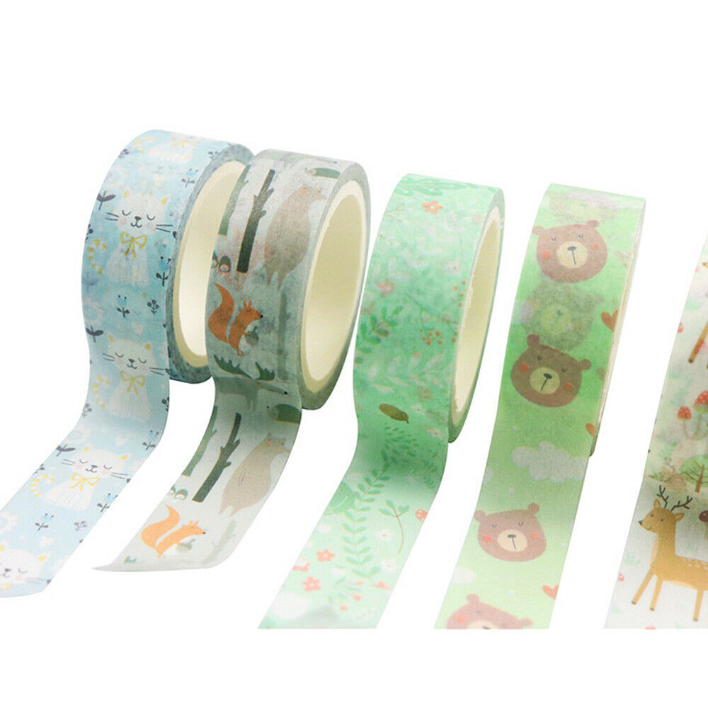 8 Rolls Cute Animal Pattern Washi Paper Tape Stickers Scrapbooking Planner DIY