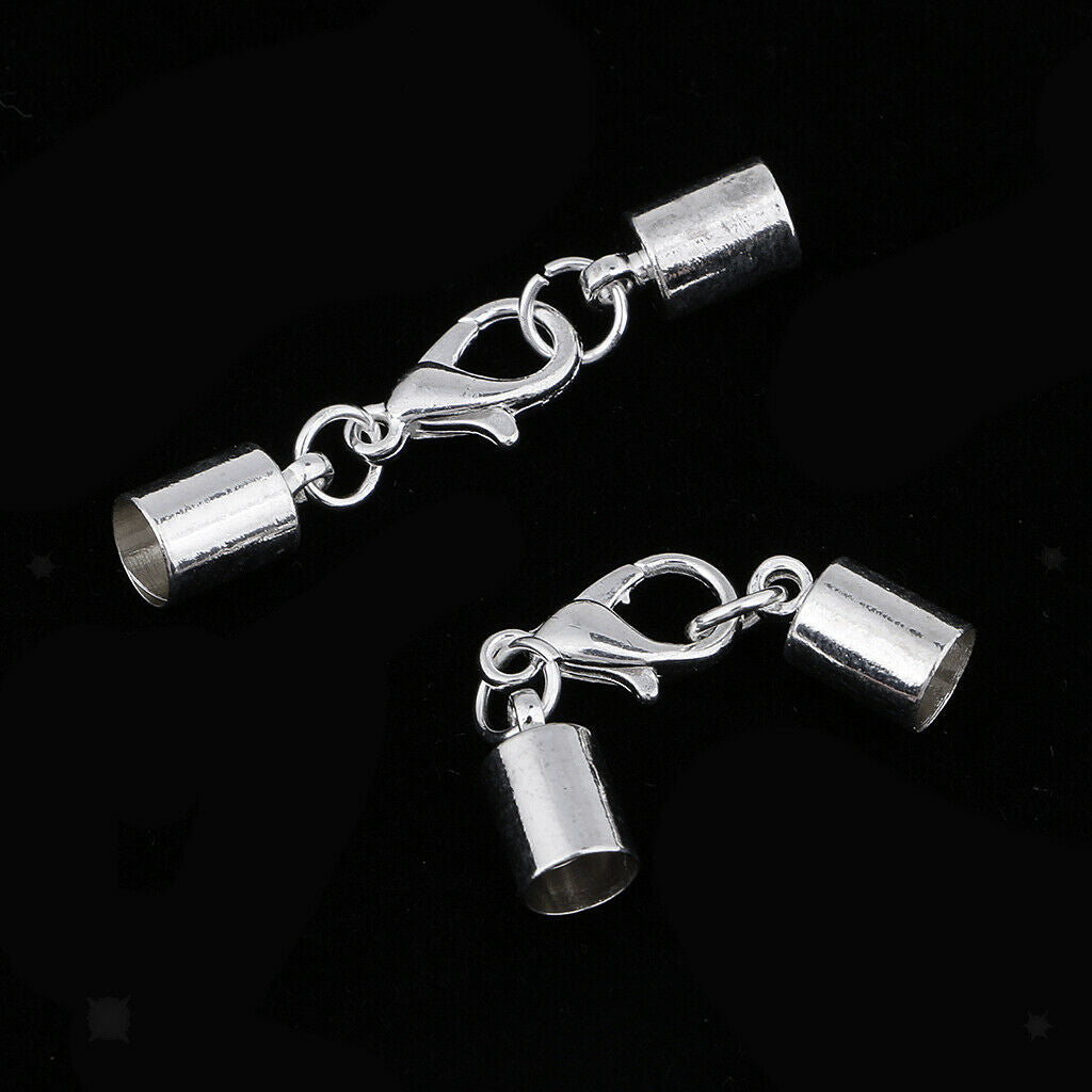 10pcs Cord End Caps with Lobster Clasp for Leather Cord Bracelet Necklace