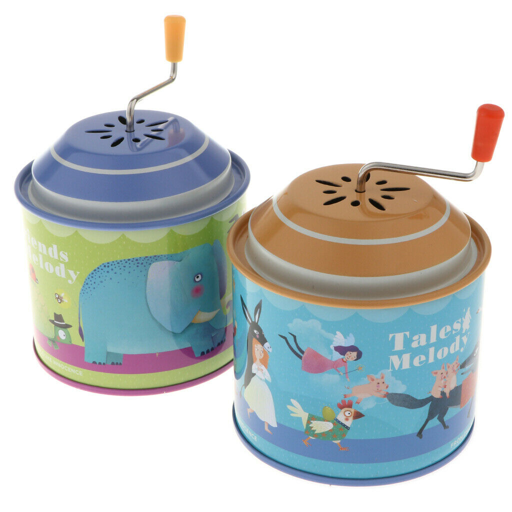 Classic Cartoon Fairy Tale Tin Hand Crank Music Box for Kids Toddler Christmas