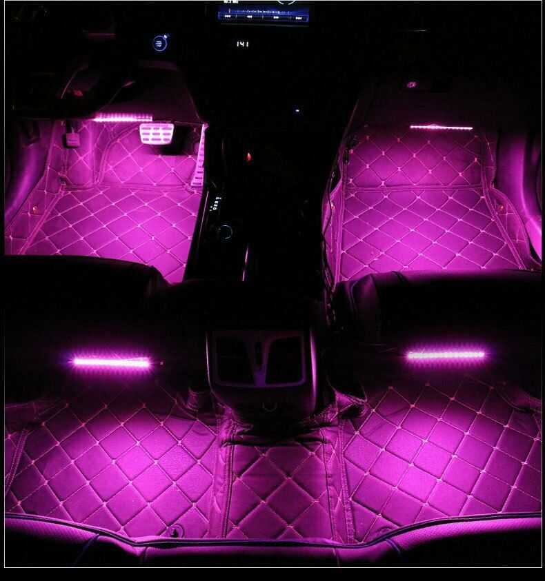 4x RGB Car LED Interior Strips 12 SMD Atmosphere Under dash Accent Light Kit