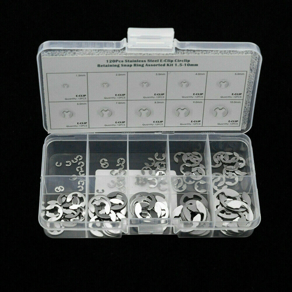 Stainless Steel E Clips C Circlip Kit Retaining Ring 120 X Assorted M1.5 -M10m
