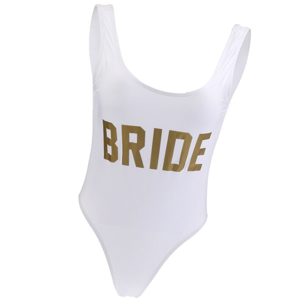 Bride Letters Print Swimsuit Costume One-Piece Wedding Party Swimwear L 10 Pairs