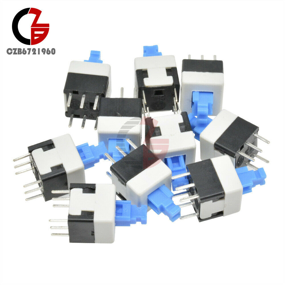 20pcs Cap Self-locking Type Square Blue 8X8mm Button Switch Control